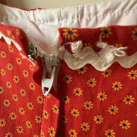 Vintage Handmade Prairie Tiered Cotton Dress / Ric-Rac, Fitted Folk Cottagecore - Picture 14 of 14